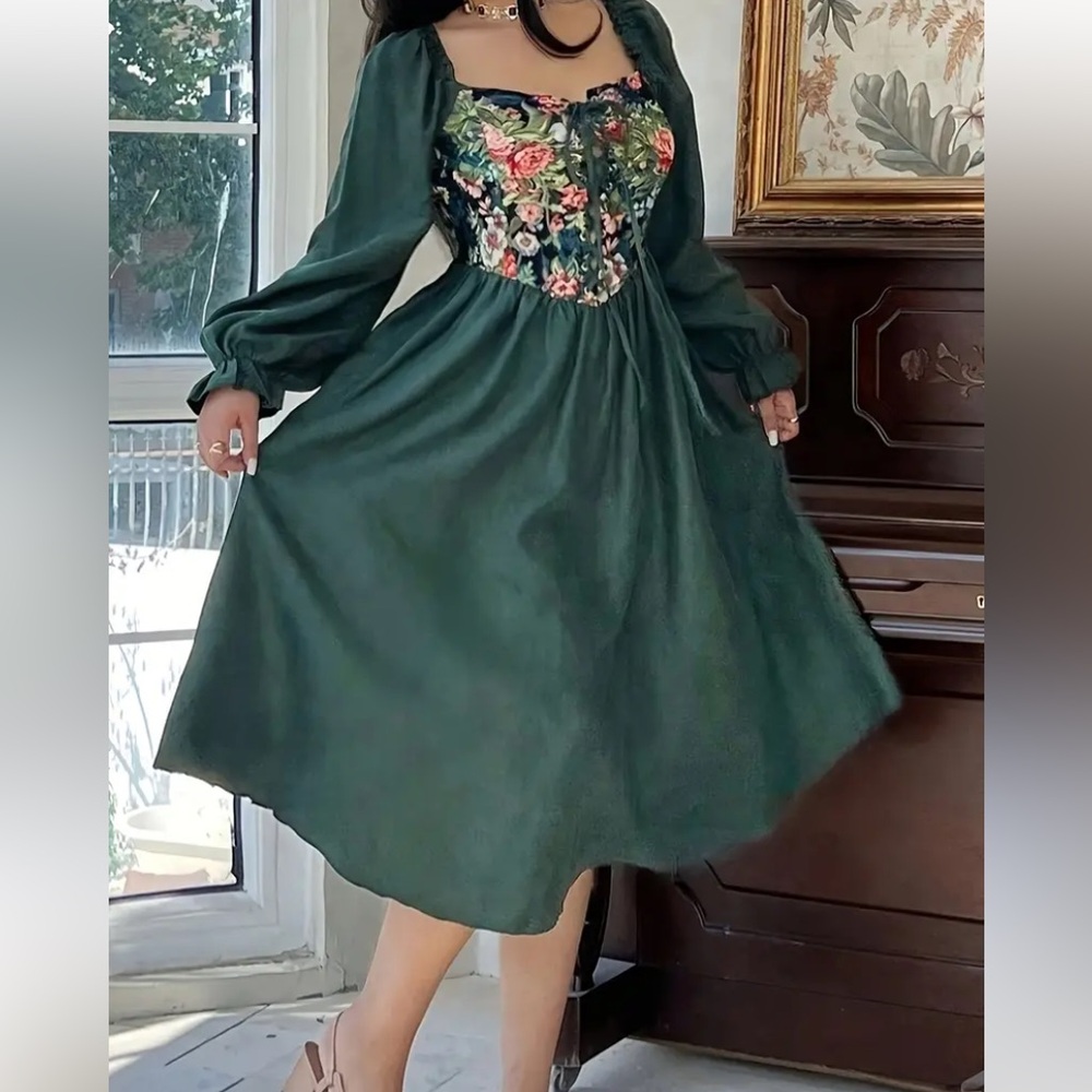 SHEIN Forest Green Midi Dress